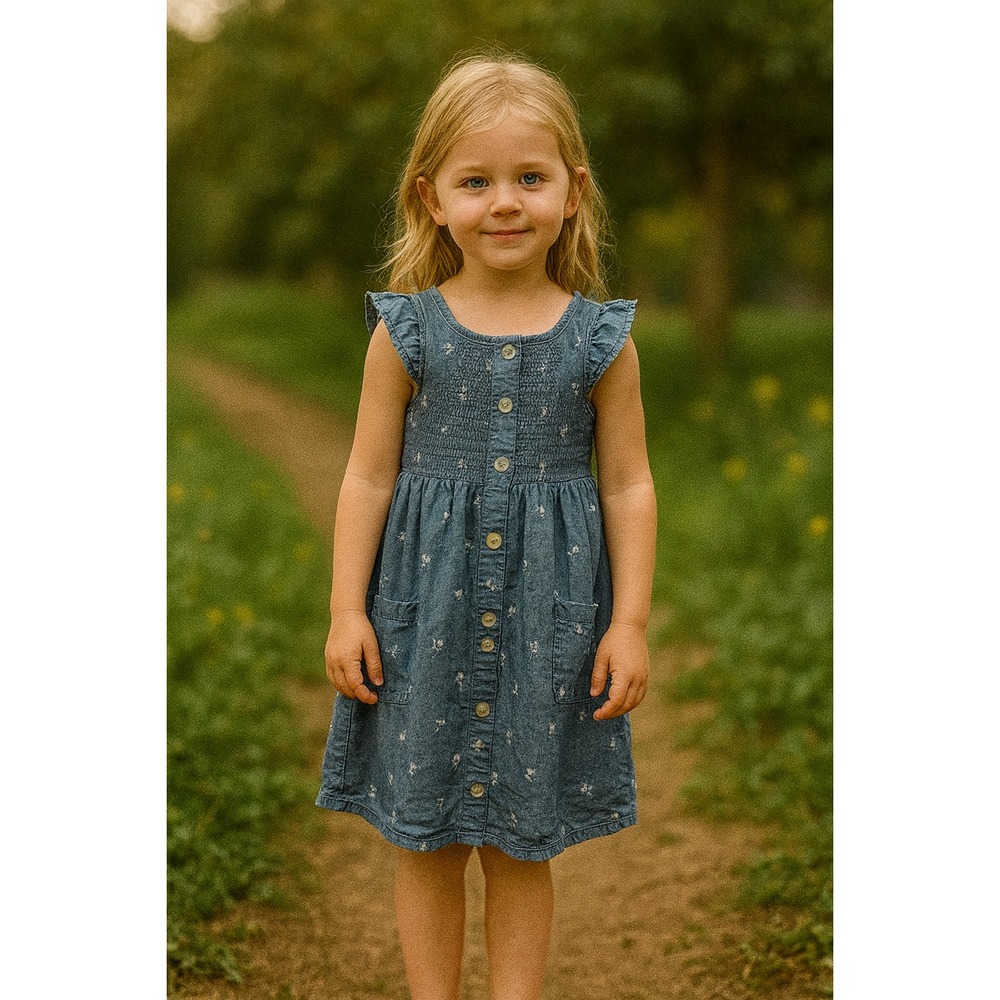 Cat and Jack Girls M 8 Dress • Little Cottagecore Chambray Fairycore Style